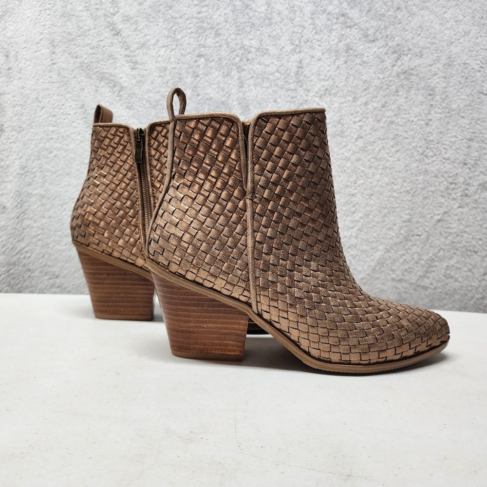 Hey Girl Corkys Ankle Boots Womens Size 7 Come And Get It Bronze Woven Metallic
